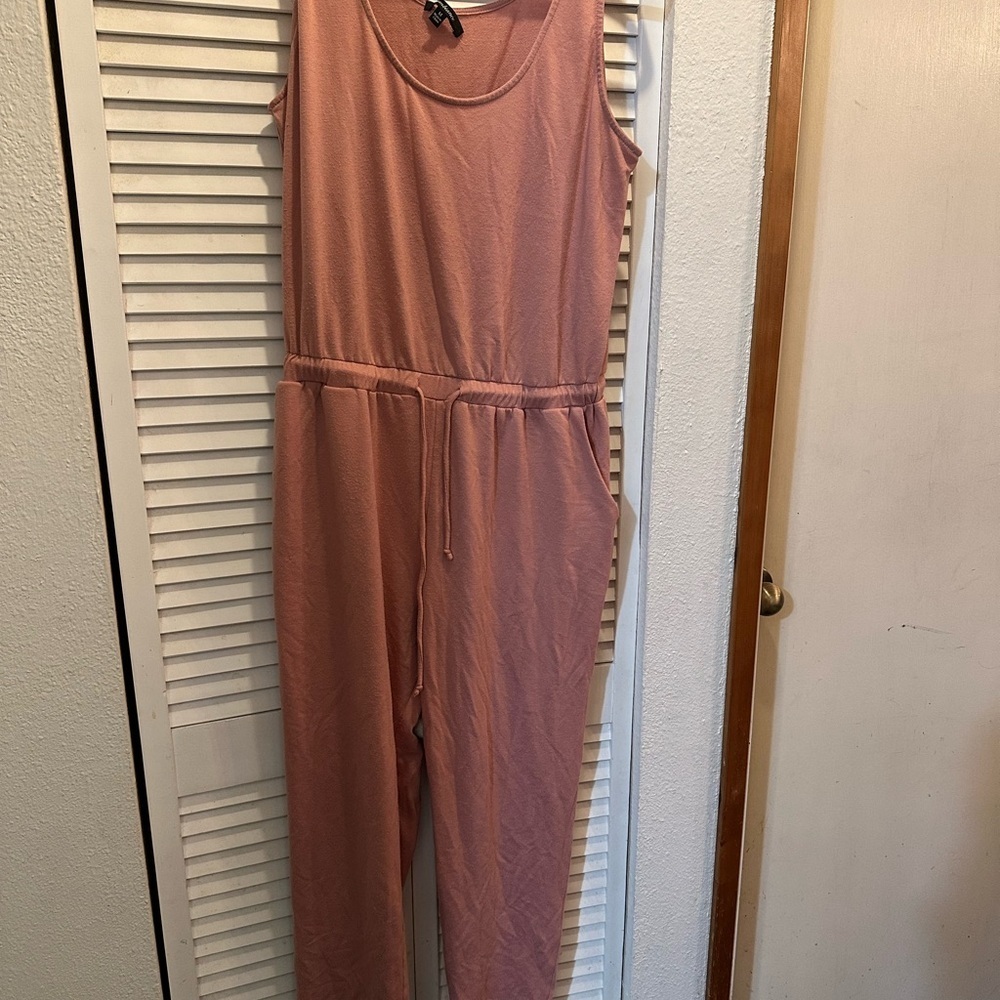 Ambiance Pink Sleeveless Jumpsuit with Wide-Leg Design
